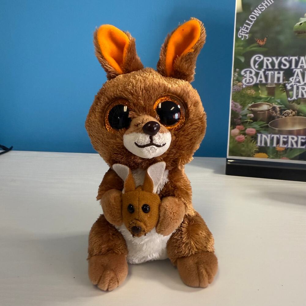 Ty Beanie Boo Kipper Kangaroo with Joey Brown Plush 6” EUC
